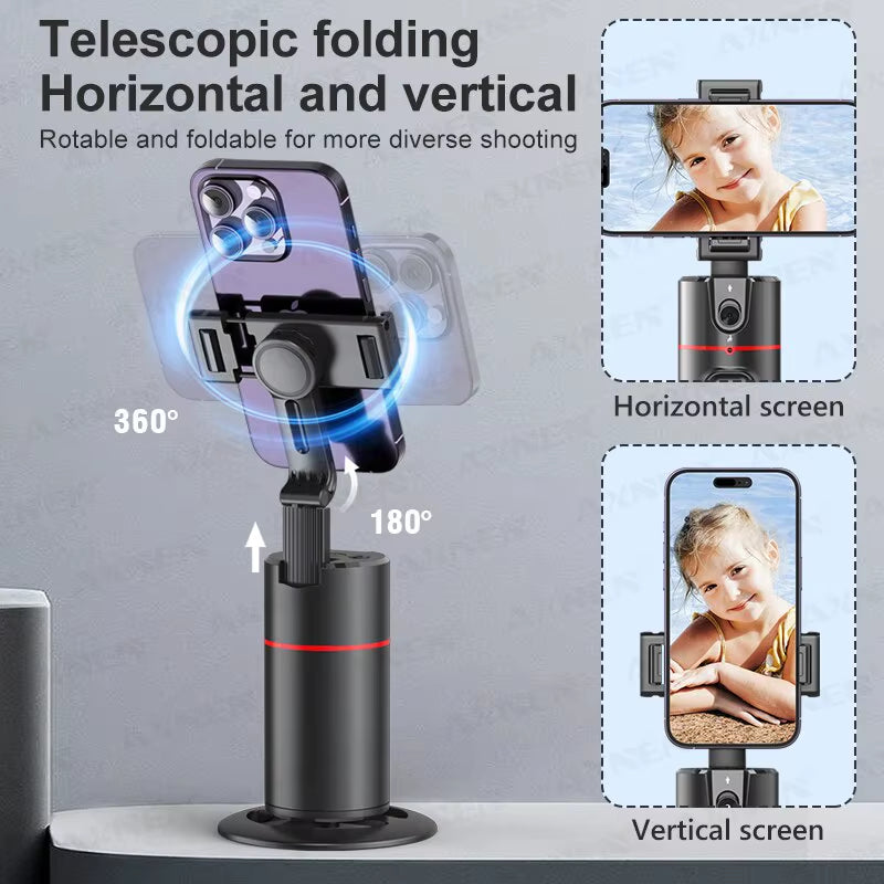 P02 360 Rotation Follow-Up Gimbal Stabilizer Monopod Desktop Tracking Gimbal with Remote for Phone Tiktok Live Photography