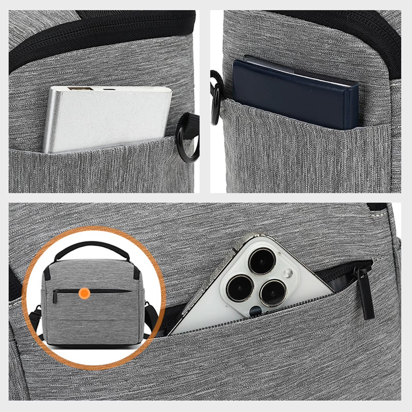 Cuboid-Shaped DSLR Camera Shoulder Bag Portable Fashion Polyester Camera Case for 1 Camera 2 Lenses and Small Accessorie