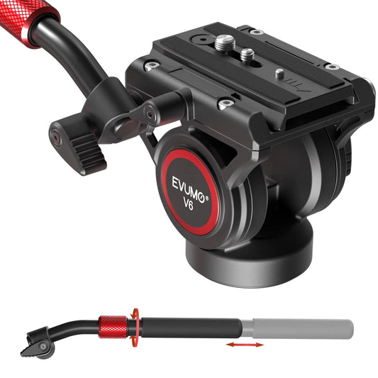 V6 Tripod Head Hydraulic Pan Tilt Video Head Fluid Panoramic Shooting for Camera Tripod Monopod Slider Q.R Plate Load 8Kg