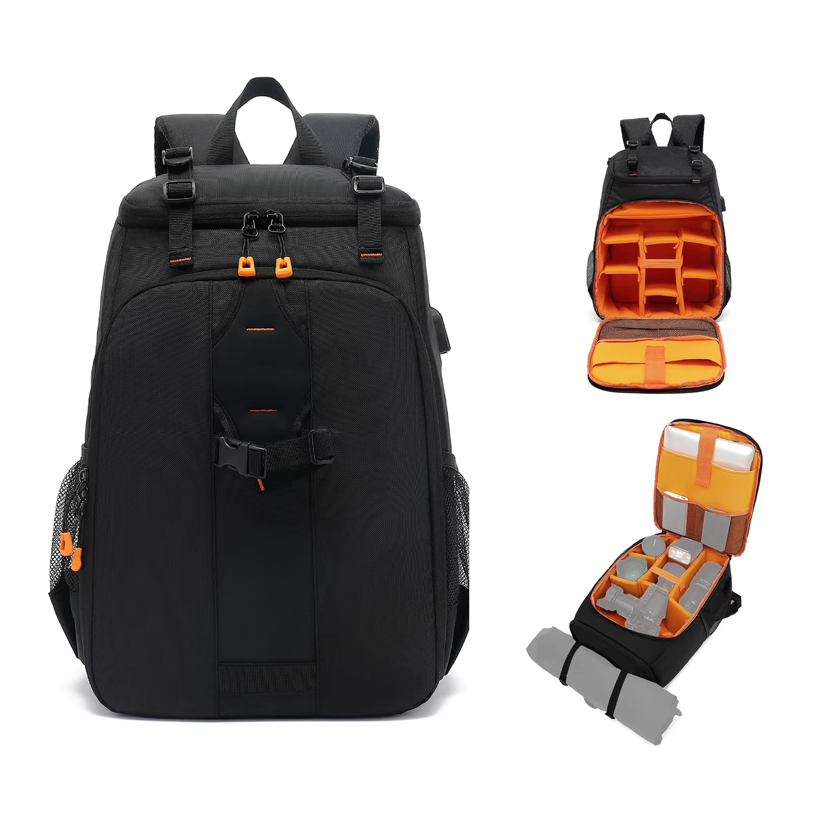 Camera Backpack Water-Resistant Camera Bag Photography Backpack Large Capacity Camera Case with Tripod Holder 15.6 Inch Laptop