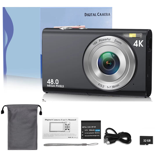 4K Digital Cameras for Kids Mini Autofocus Camera with Bag for Photography HD 48MP with 2.8" Large Screen Camcorder Camera