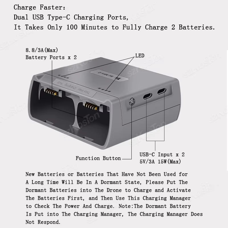 For  Mavic Mini 2/SE Mini 4K Battery Charging Hub Drone Battery Charger Charge 2/3-Way Battery Mini 2/SE Drone Accessories