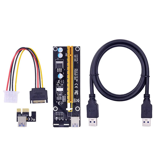 VER006S PCI-E Riser Card 006S PCIE PCI Express 1X to 16X Extender Adapter USB 3.0 Cable SATA to 4Pin Power for GPU