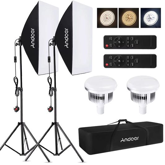Studio Photography Light Kit Softbox Lighting Set with 85W 2800K-5700K Bi-Color for Studio Portrait Product Photo Video