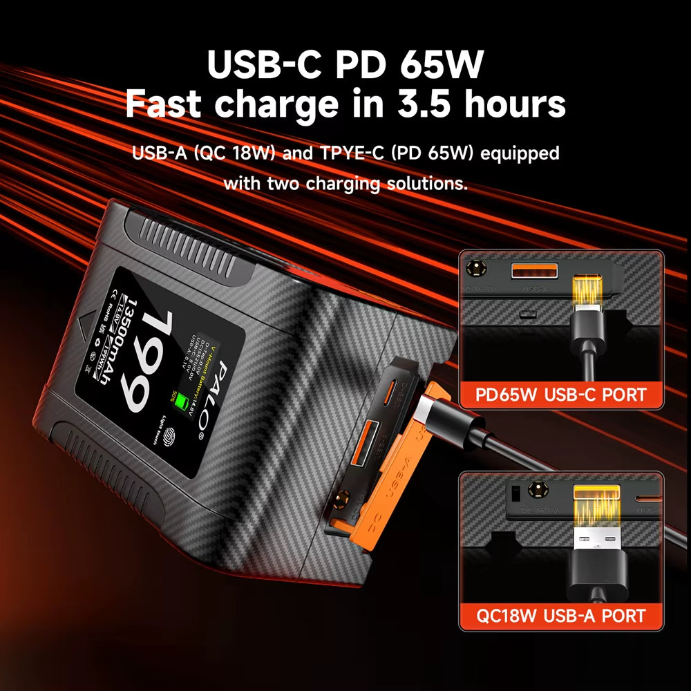 BP-99 BP-199 V Mount Battery Power Bank 14.8V V Lock V Shape Li-Ion Battery PD Fast Charging for Cameras Smartphones Laptop