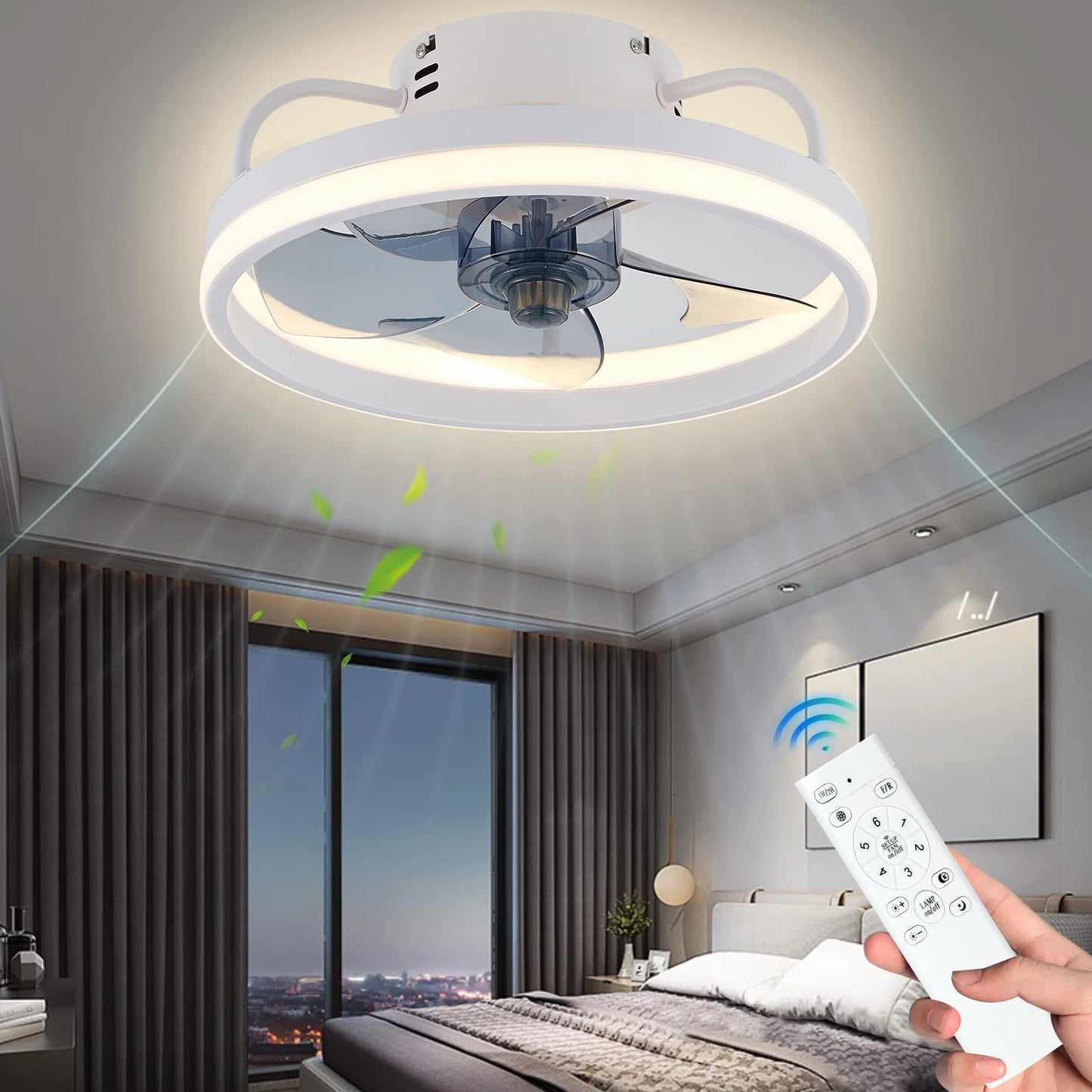 IRALAN  Ceiling Fan with Light Smart Silent Electric Fans lamp Modern 6 wind speed  Remote Control Bedroom Study Livingroom Home
