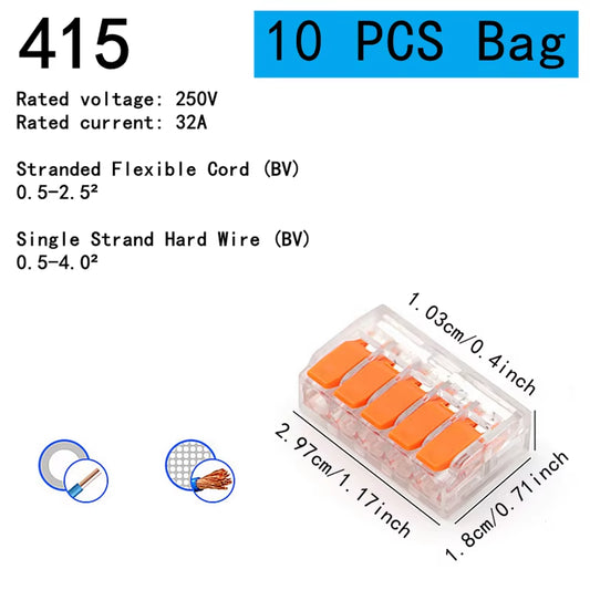 10-75 Pcs Orange Universal Type Quick Plug-In Terminals,Electrical Equipment Connectors,Wire Connector Terminals,250V/32A