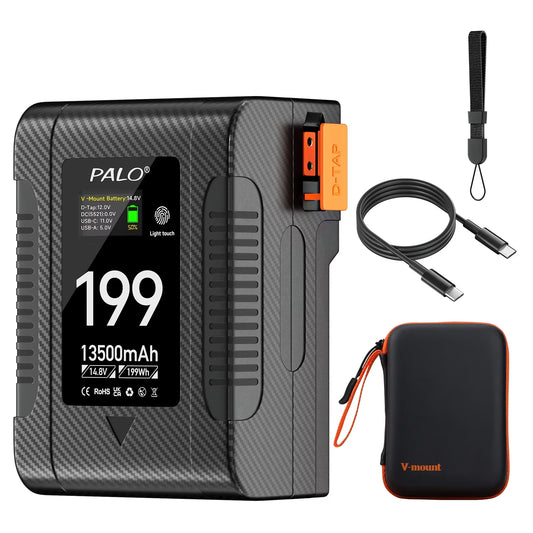 BP-99 BP-199 V Mount Battery Power Bank 14.8V V Lock V Shape Li-Ion Battery PD Fast Charging for Cameras Smartphones Laptop