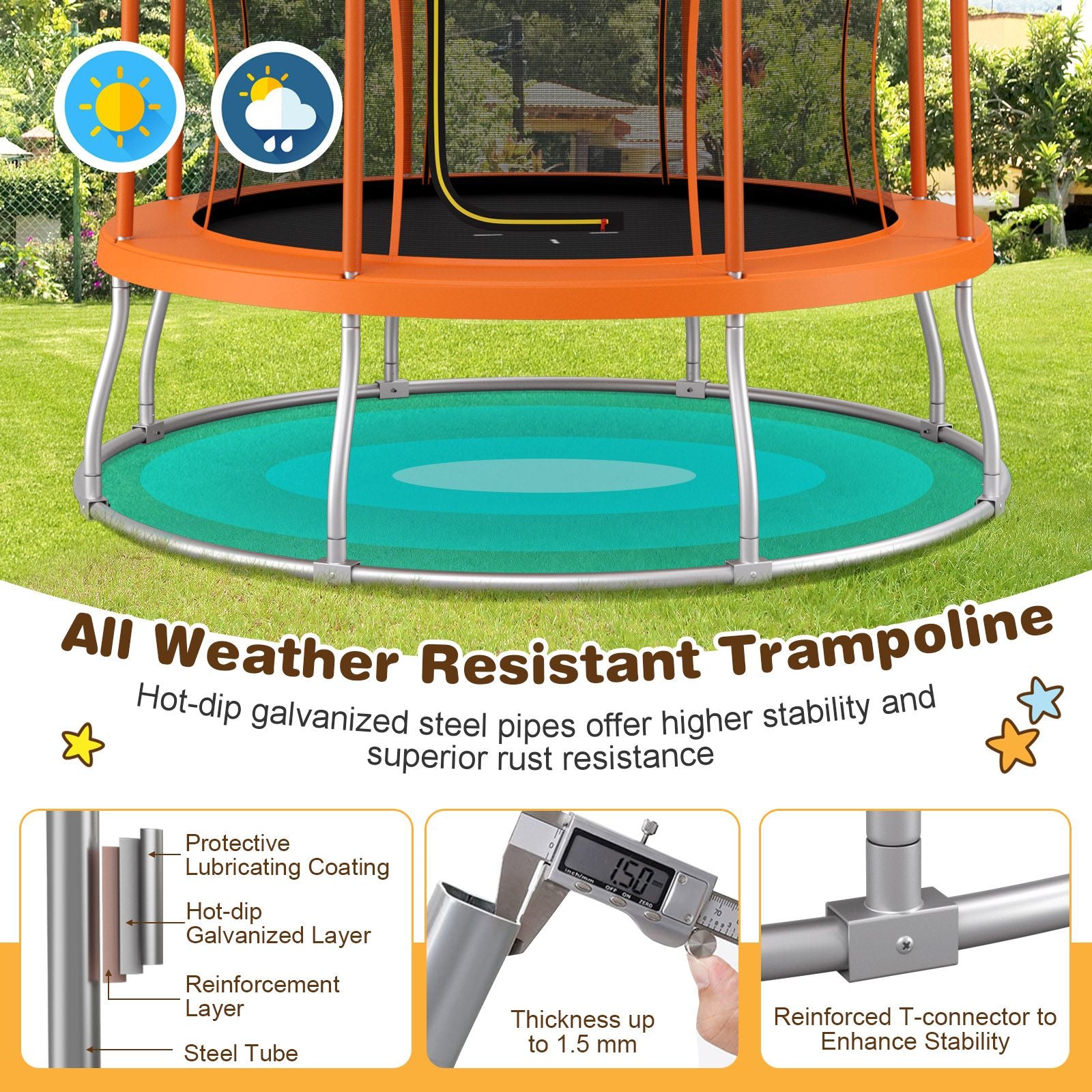 10 Feet Unique Flower Shape Trampoline with Galvanized Steel Frame