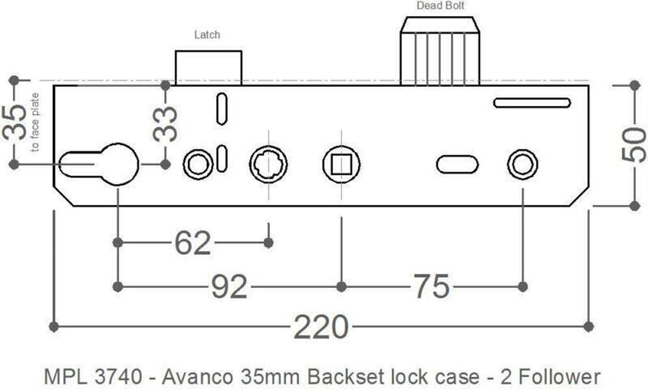 Avanco UPVC Door Lock Gearbox Centre Case 35Mm Backset 92/62Mm PZ Centre